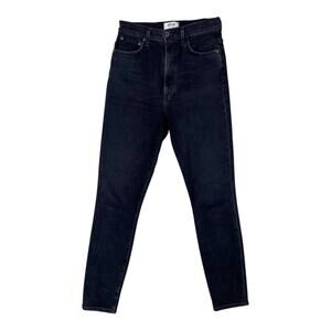 Agolde Black Pinch Waist Skinny Jeans Hise Rise Organic Cotton Blend Women's 27